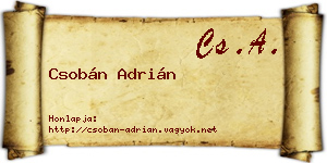 Csobán Adrián névjegykártya